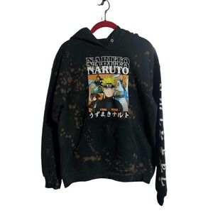 Naruto VINTAGE Y2K black bleached hoodie over sized men's medium
